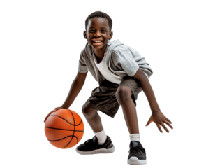 Happy young African American basketball player, cut out