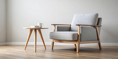 Modern chair with built-in side table, perfect for relaxation and convenience
