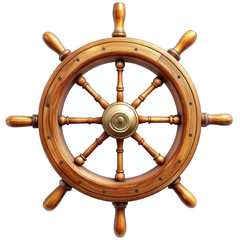 Steering wheel of a ship isolated on transparent background