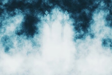 Naklejka premium Enigmatic Gothic Doorway Shrouded in Mist: A Haunting Visual Experience