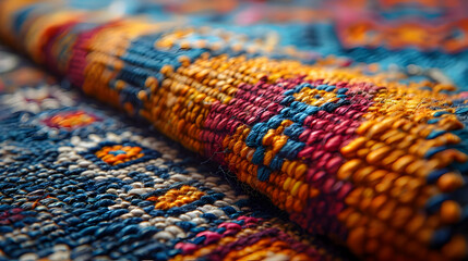 Fototapeta premium Close-up of Colorful Woven Fabric Texture - Illustration