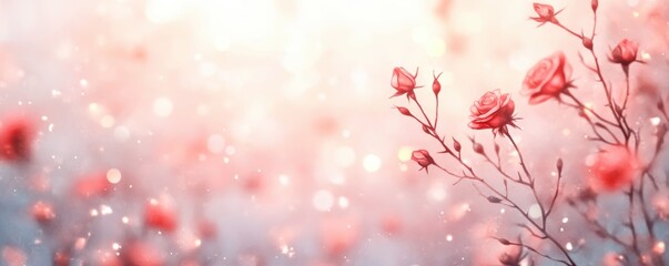 Fototapeta premium Mesmerizing Blossoms: Captivating Roses Bloom Amidst a Dreamy Background