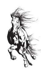 Obraz premium Running black line horse on white background vector