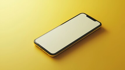 Smartphone mockup in minimal yellow setting for app or website display