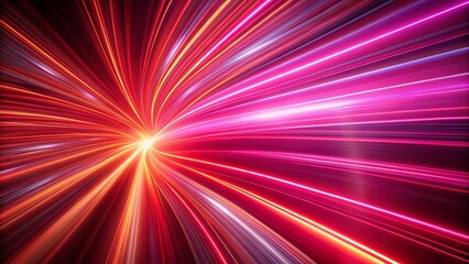 Abstract red and pink light streams in a dynamic speed and motion background