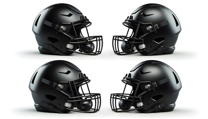 Fototapeta premium Blank black american football helmet mockup, different views