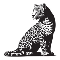 Leopard vector art silhouette design, white background