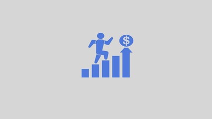 Business analytics and strategy theme. Concept of man running up the career ladder. illustration