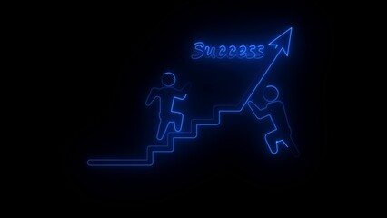 Business analytics and strategy theme. Concept of man running up the career ladder. illustration