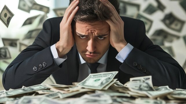 Business professional under severe financial pressure
