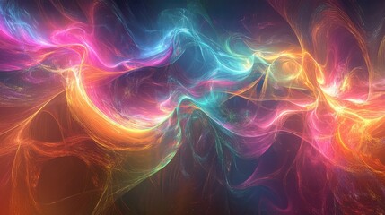 Fototapeta premium Digital artwork showing ethereal spectral imprints with shifting, translucent patterns and radiant energy.