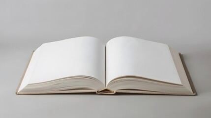 Open book, blank white pages. 