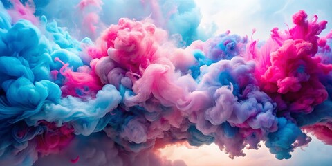 Fototapeta premium Abstract Dreamy Ink Swirls in Blue, Pink, and Purple, abstract art, ink photography, fluid art, color explosion
