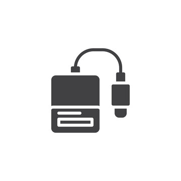 black hard drive connected cable clip art preview