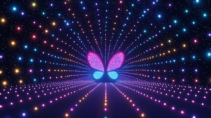 Naklejka premium Abstract Neon Lights in the Shape of a Butterfly.