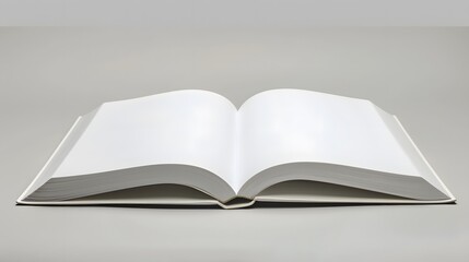 Open book, blank white pages. 