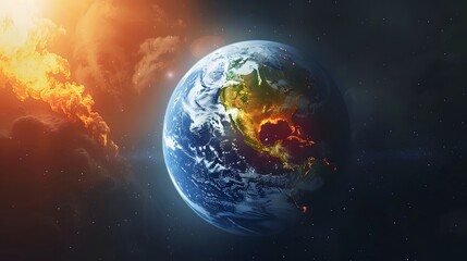 Fototapeta premium Visual representation of Earth's climate extremes, showing hot and cold areas