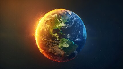 Fototapeta premium Earth with contrasting temperature zones, highlighting hot and cold areas