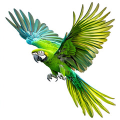 Green Parrot in Flight