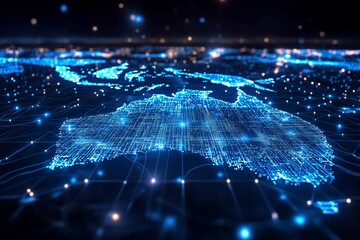 Fototapeta premium Digital map of australia network connectivity created with generative ai