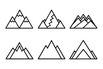 Set of mountains icons vector line art illustration