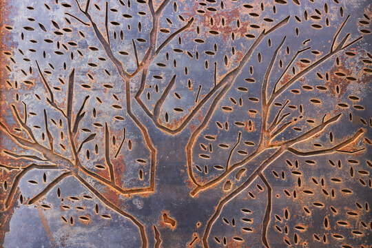 Jordan, Aqaba. Door detail at the Church of the Dormition.