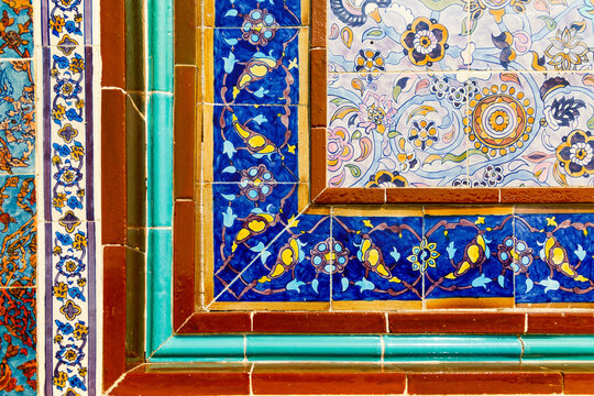 State of Qatar, Doha. Traditional Islamic tile work. Katara Cultural village.