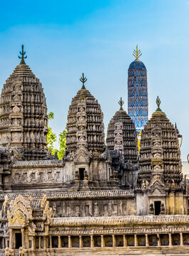 Angkor Wat towers, Grand Palace, Bangkok, Thailand, Cambodia. Palace was a home of King of Thailand from 1782 to 1925
