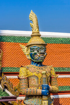 Blue Guardian, Grand Palace, Bangkok, Thailand. Palace was home of King of Thailand from 1782 to 1925