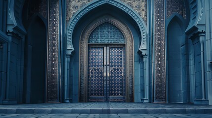 Obraz premium An elaborately decorated doorway in the Islamic style. Generative Ai