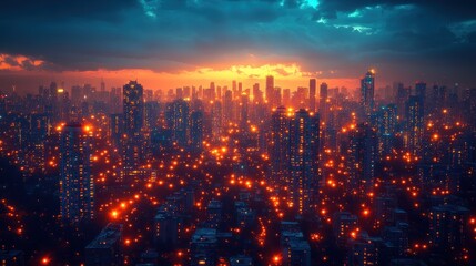 Obraz premium Cityscape at Sunset