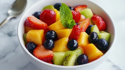 Fresh Fruit Salad with Mango, Kiwi, and Strawberries