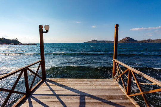 Wooden pier in Bodrum, Turkey.
