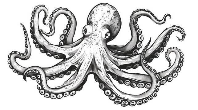 recommend clip art: Octopus on white background. Sketch illustration.