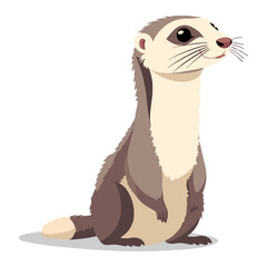 Cute Ferret. Flat Vector Illustration
