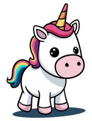 Cute Unicorn. Flat Vector Illustration