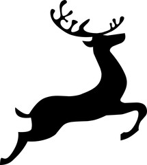 Black Reindeer Icon, Sign, Christmas Icon Vector Silhouette On Transparent
