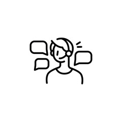 Fototapeta premium Customer support icon. Minimal line illustration of a customer service representative wearing a headset. Ideal for use in apps, websites, and communication platforms. Vector illustration.