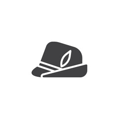 Bavarian hat with a feather vector icon