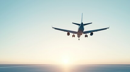 3D Airplane Ascending into the Clear Skies - Travel and Journey Concept with Copy Space for Text, Generative Ai