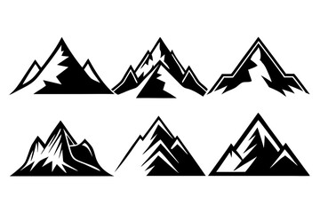 Set of mountains icons silhouette vector art illustration