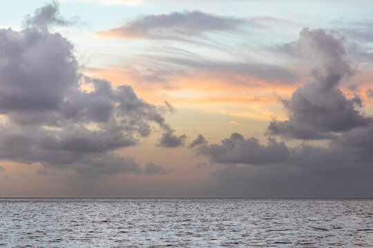 Caribbean, Grenada, Mayreau Island. Caribbean silver sunset.