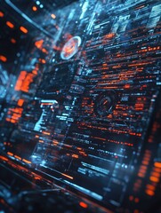 Computer Screen with Glowing Numbers