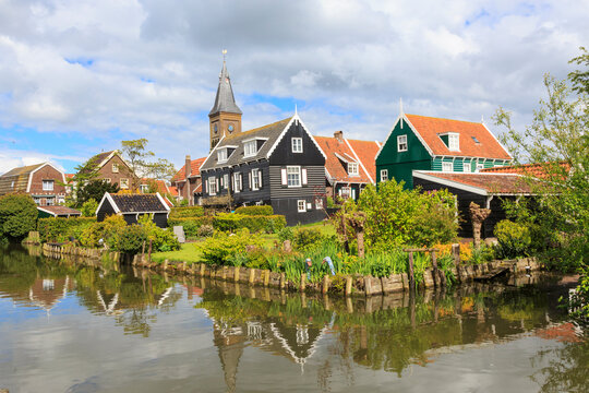 Netherlands, North Holland, Marken Volendam canal scenes.