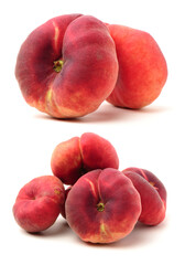 chinese flat peaches on white background 