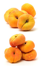 chinese flat peaches on white background 