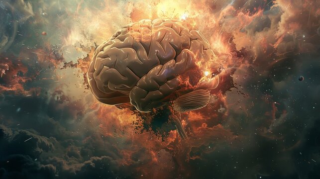 An image of a human brain exploding with knowledge. Generative Ai