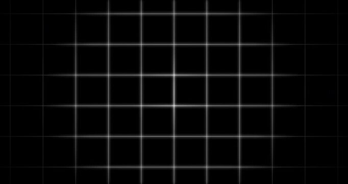 Black dark background grid technology video 4K. Information hologram overlay asset internet data concept.Seamless polygon dots digital motion graphic. Mesh shiny tile-like creative animated video. 
