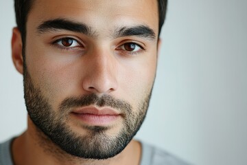 Fototapeta premium Close-up portrait of bearded man with intense gaze