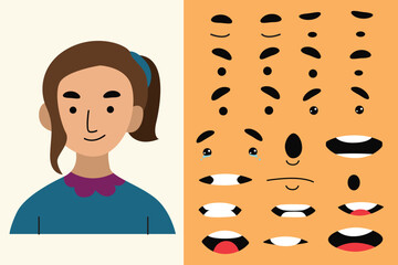 people flat design and expression for animation asset vector illustration